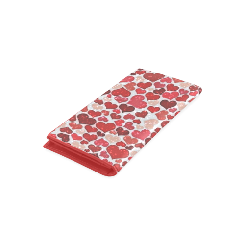 sparkling hearts, red Women's Leather Wallet (Model 1611)
