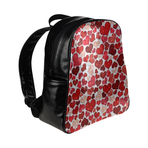 sparkling hearts, red Multi-Pockets Backpack (Model 1636)