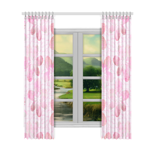 Watercolor Flower Pattern Window Curtain 52"x120"(Two Piece)