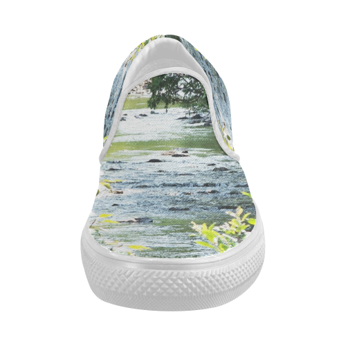 River Runs Through It Women's Slip-on Canvas Shoes (Model 019)