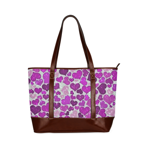 sparkling hearts purple Tote Handbag (Model 1642)