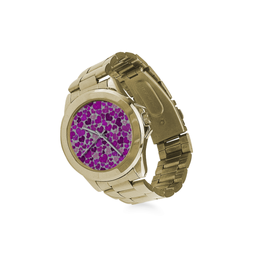 sparkling hearts purple Custom Gilt Watch(Model 101)