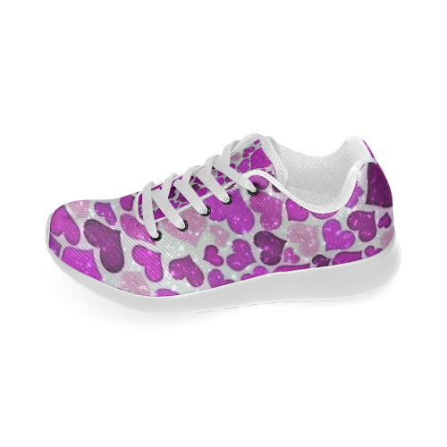 sparkling hearts purple Men’s Running Shoes (Model 020)