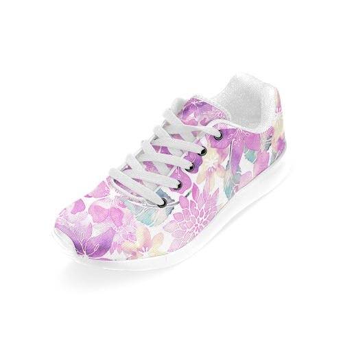 Watercolor Flower Pattern Men’s Running Shoes (Model 020)