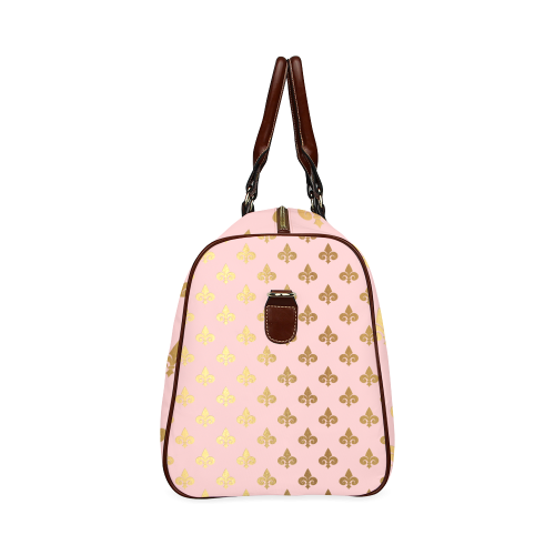 Gold foil pattern on pink Travel Bag Waterproof Travel Bag/Small (Model 1639)