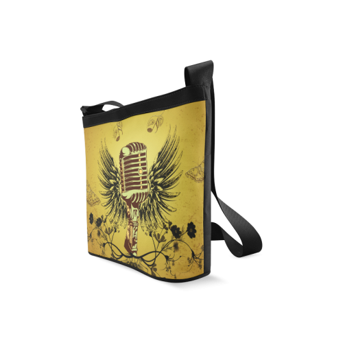 Music, microphone with wings Crossbody Bags (Model 1613)