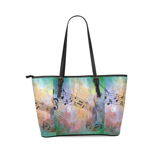 abstract music Leather Tote Bag/Small (Model 1640)