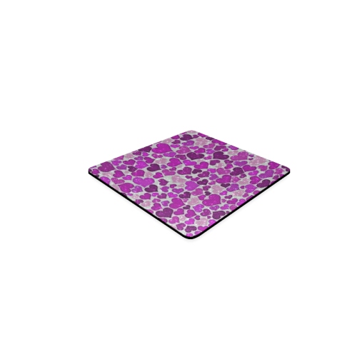 sparkling hearts purple Square Coaster