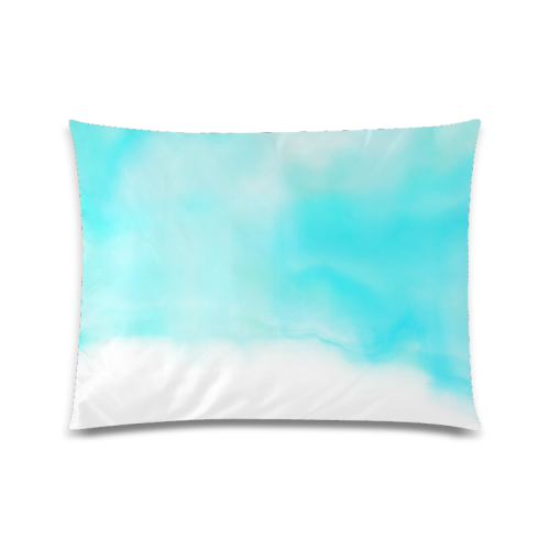 blue - turquoise bright watercolor abstract Custom Zippered Pillow Case 20"x26"(Twin Sides)