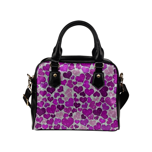 sparkling hearts purple Shoulder Handbag (Model 1634)