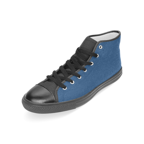 Cool Black Color Accent Women's Classic High Top Canvas Shoes (Model 017)