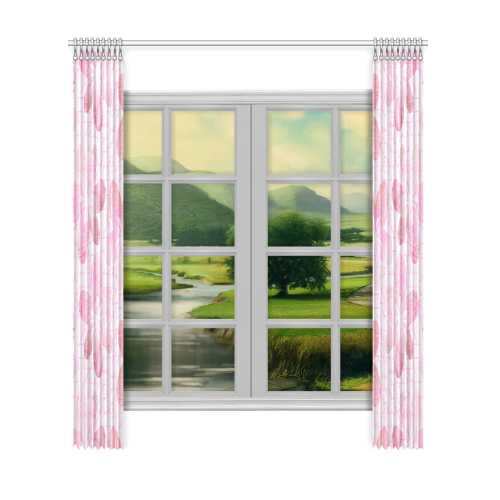 Watercolor Flower Pattern Window Curtain 52"x120"(Two Piece)