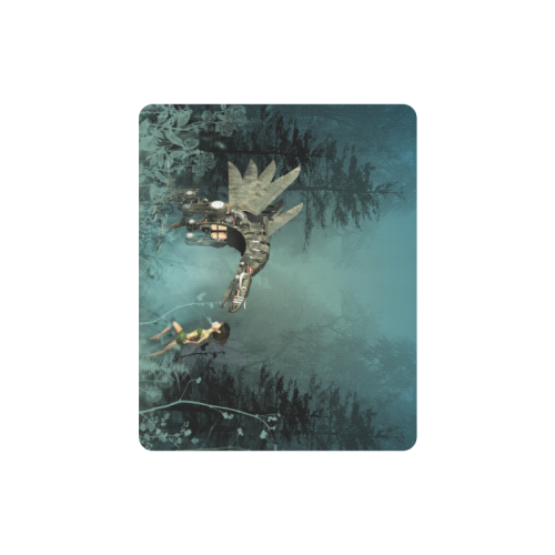 Cute fairy with steam dragon Rectangle Mousepad