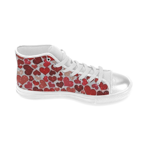 sparkling hearts, red Women's Classic High Top Canvas Shoes (Model 017)