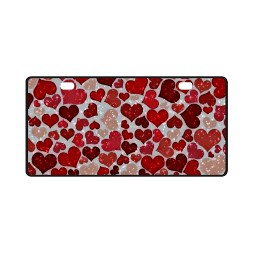 sparkling hearts, red License Plate