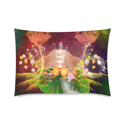 Glowing flowers Custom Zippered Pillow Case 20"x30"(Twin Sides)