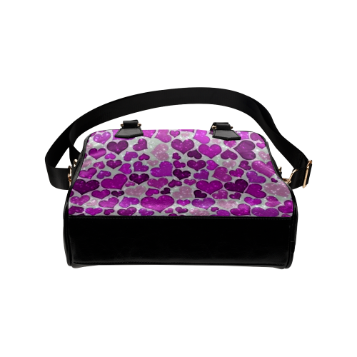 sparkling hearts purple Shoulder Handbag (Model 1634)