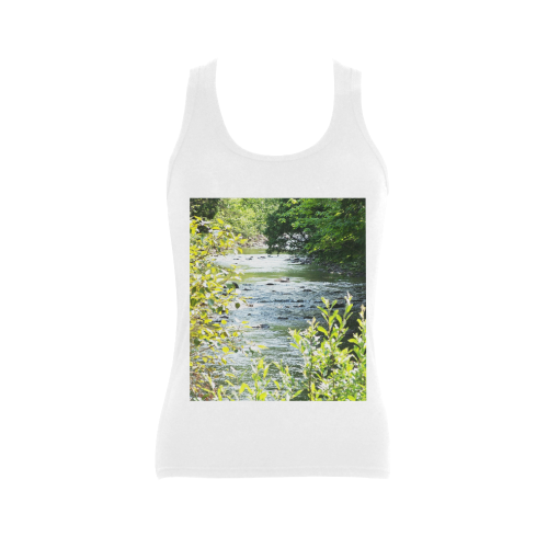 River Runs Through It Women's Shoulder-Free Tank Top (Model T35)