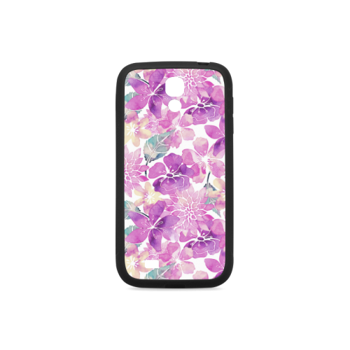 Watercolor Flower Pattern Rubber Case for Samsung Galaxy S4