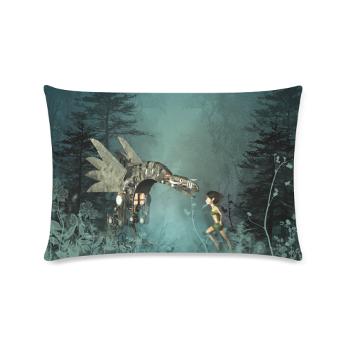 Fairy with steam dragon Custom Zippered Pillow Case 16"x24"(Twin Sides)