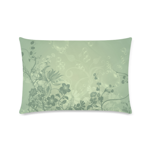 Wonderful soft green flowers Custom Zippered Pillow Case 16"x24"(Twin Sides)