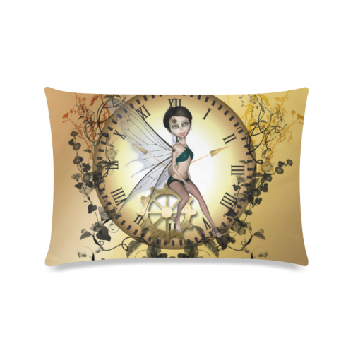 Steampunk, fairy on a clock Custom Zippered Pillow Case 16"x24"(Twin Sides)