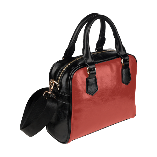 Aurora Red Color Accent Shoulder Handbag (Model 1634)
