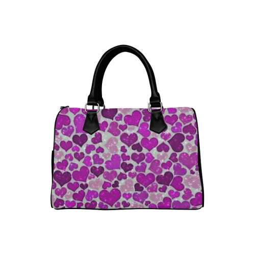 sparkling hearts purple Boston Handbag (Model 1621)