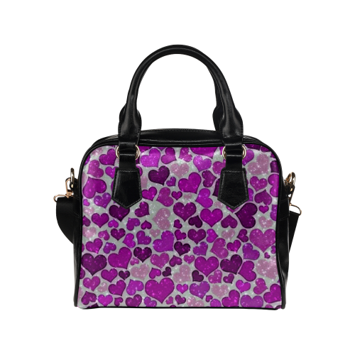 sparkling hearts purple Shoulder Handbag (Model 1634)