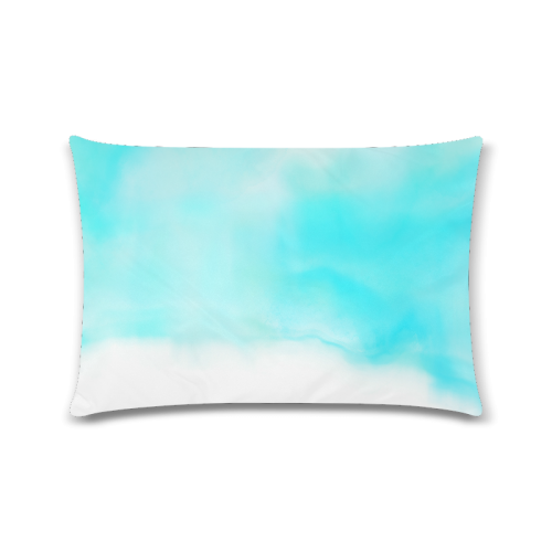 blue - turquoise bright watercolor abstract Custom Zippered Pillow Case 16"x24"(Twin Sides)