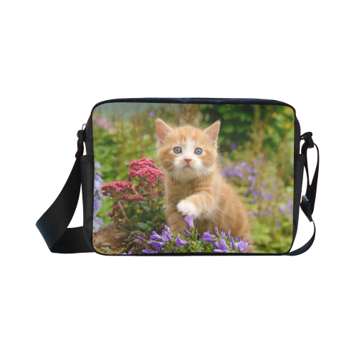Cute Ginger Cat Kitten Funny Pet Animal in a Garden Photo Classic Cross-body Nylon Bags (Model 1632)