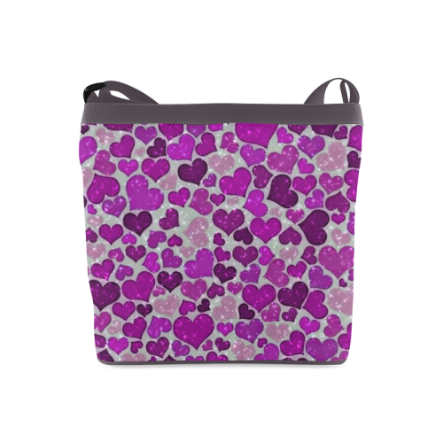 sparkling hearts purple Crossbody Bags (Model 1613)