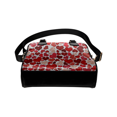 sparkling hearts, red Shoulder Handbag (Model 1634)