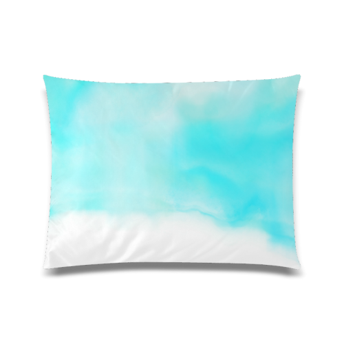blue - turquoise bright watercolor abstract Custom Zippered Pillow Case 20"x26"(Twin Sides)