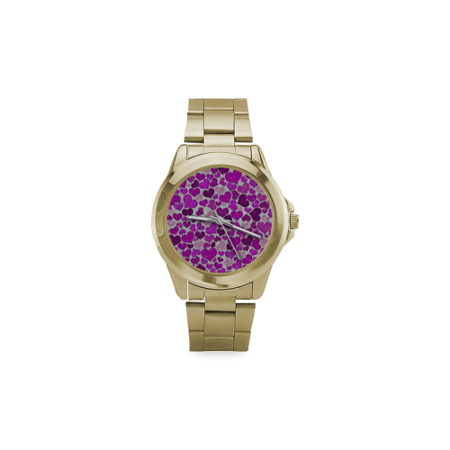 sparkling hearts purple Custom Gilt Watch(Model 101)