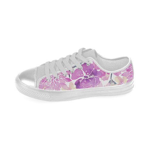 Watercolor Flower Pattern Women's Classic Canvas Shoes (Model 018)