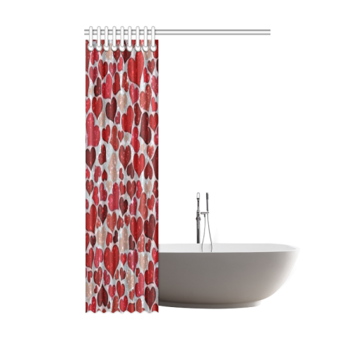 sparkling hearts, red Shower Curtain 48"x72"