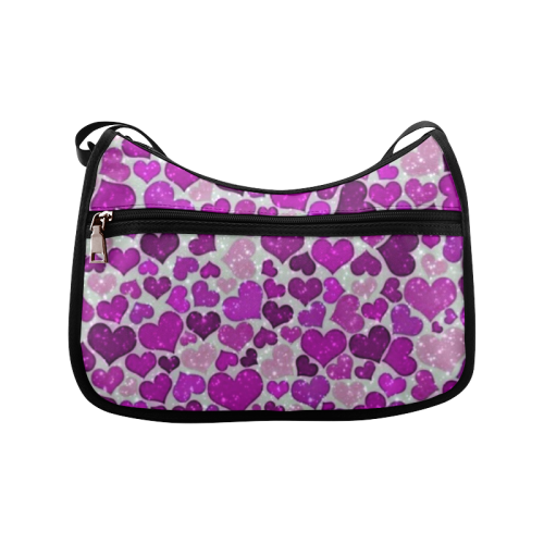 sparkling hearts purple Crossbody Bags (Model 1616)