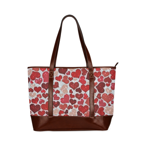 sparkling hearts, red Tote Handbag (Model 1642)