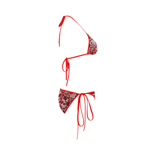 sparkling hearts, red Custom Bikini Swimsuit