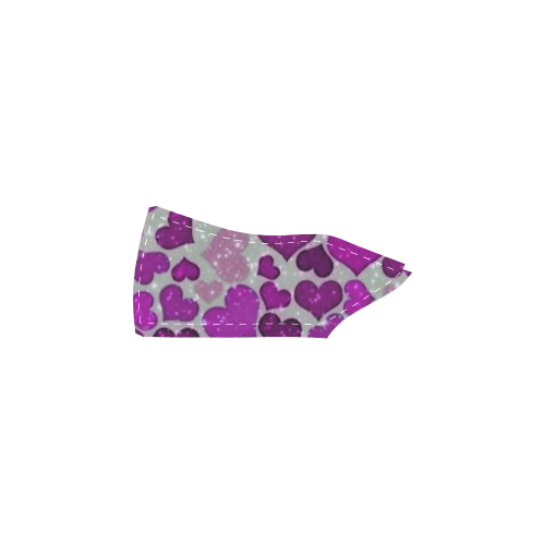 sparkling hearts purple Women's Slip-on Canvas Shoes (Model 019)