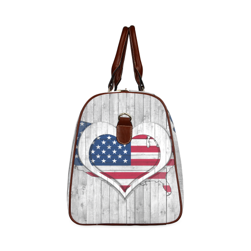 American Flag& Map Waterproof Travel Bag/Large (Model 1639)