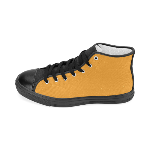 Radiant Yellow Color Accent Women's Classic High Top Canvas Shoes (Model 017)