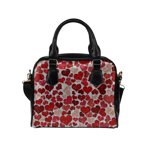 sparkling hearts, red Shoulder Handbag (Model 1634)