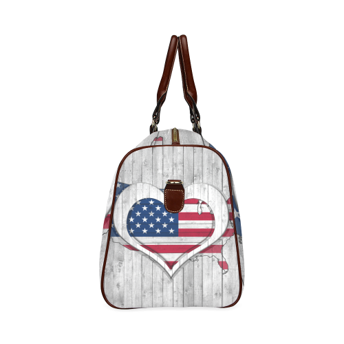 American Flag& Map Waterproof Travel Bag/Large (Model 1639)