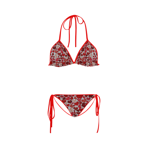 sparkling hearts, red Custom Bikini Swimsuit