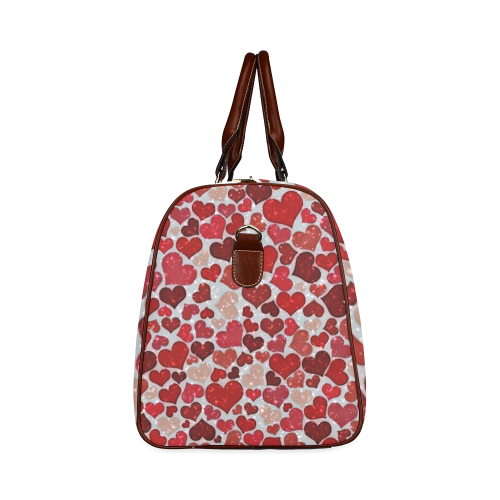 sparkling hearts, red Waterproof Travel Bag/Small (Model 1639)