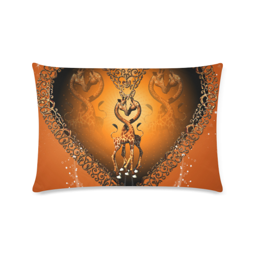 Cute giraffe on a heart Custom Zippered Pillow Case 16"x24"(Twin Sides)