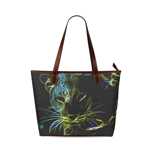 Neon Leopard Shoulder Tote Bag (Model 1646)