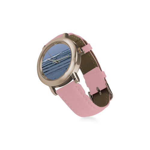 Stairway to the Sea Women's Rose Gold Leather Strap Watch(Model 201)